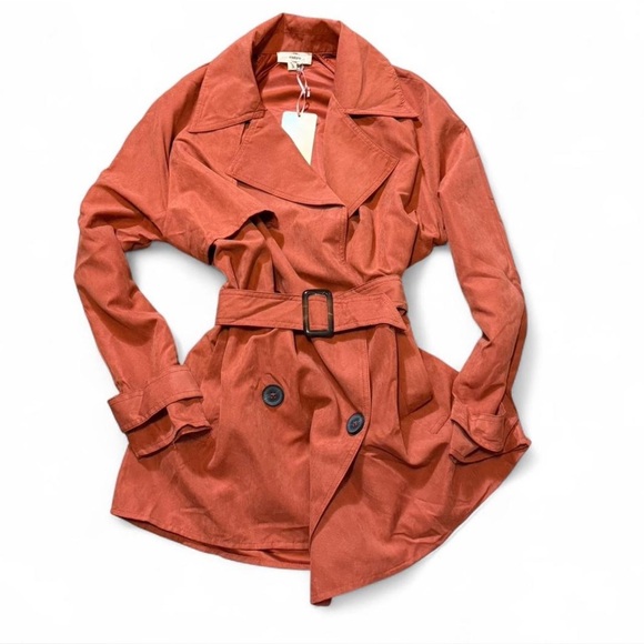 entro Jackets & Blazers - Faux Suede Double Breasted Trench Coat